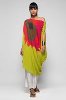 Green Poly Satin One Shoulder Tunic Dress M 121050 - TUZZUT Qatar Online Shopping