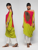 Green Poly Satin One Shoulder Tunic Dress M 121050 - TUZZUT Qatar Online Shopping