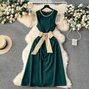 Retro Printed Women's Long Brazilian Dress With Belt 2 Pcs Set 38329 - TUZZUT Qatar Online Shopping