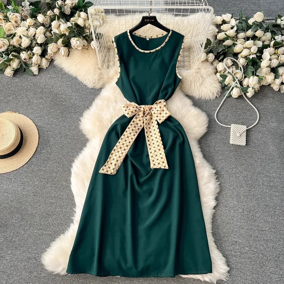 Retro Printed Women's Long Brazilian Dress With Belt 2 Pcs Set 38329 Retro Printed Women's Long Brazilian Dress With Belt 2 Pcs Set 38329