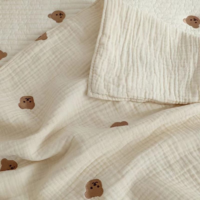 6 Layers Embroidery Bear Print Baby Swaddle Blanket S3357503