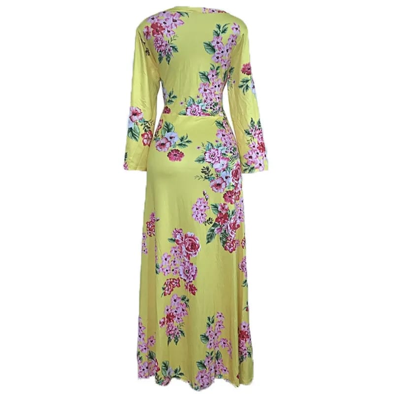 Summer Women's Printed Slim Waist Long Dress 2XL S4579596