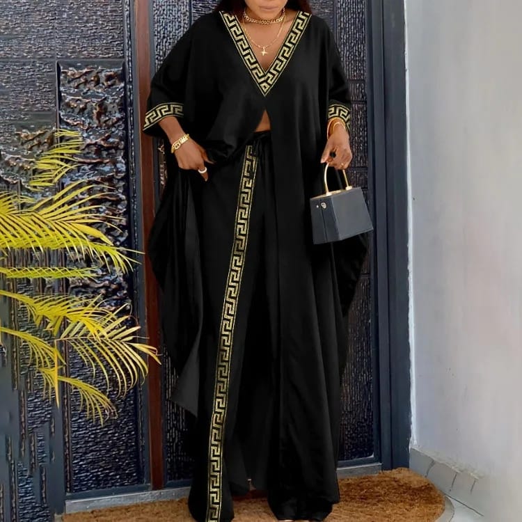 Floral V Neck Long Cardigan Cover Up Wide Leg Pants Sets Plus Size B-90645 Floral V Neck Long Cardigan Cover Up Wide Leg Pants Sets Plus Size B-90645