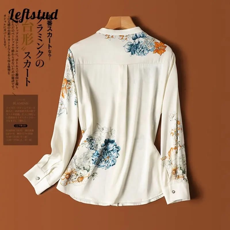 Flower Print Casual Loose Blouse Shirts 3XL S5001222