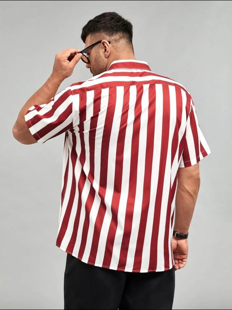 Men Plus Random Vertical Striped Shirt L S5030427