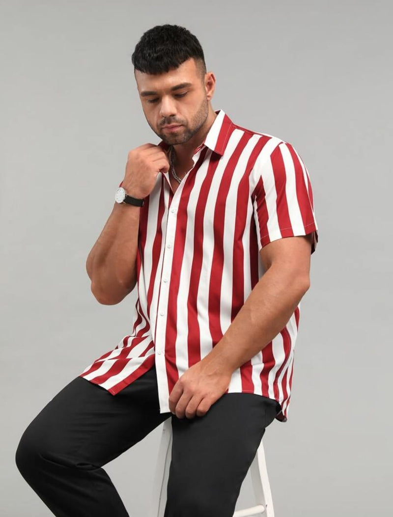 Men Plus Random Vertical Striped Shirt L S5030427