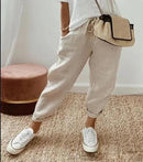 Women's Casual Cotton Linen Pants M S3115608 - TUZZUT Qatar Online Shopping