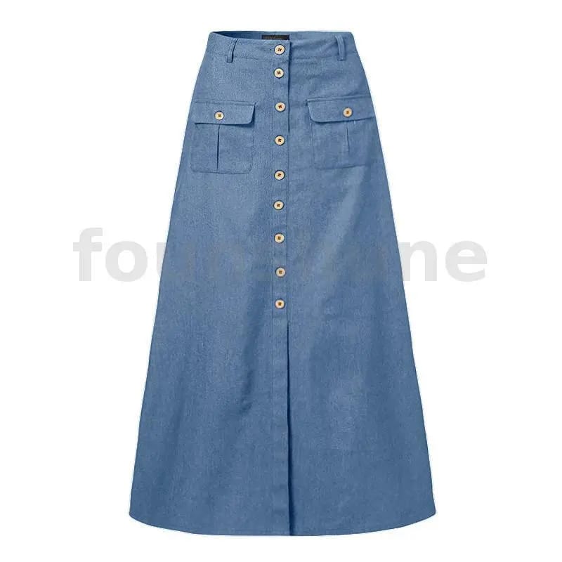Womens Long Maxi Demin Pleated Skirts XL S4100006