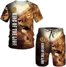 Men's cool lion print t-shirt set X893278 - TUZZUT Qatar Online Shopping