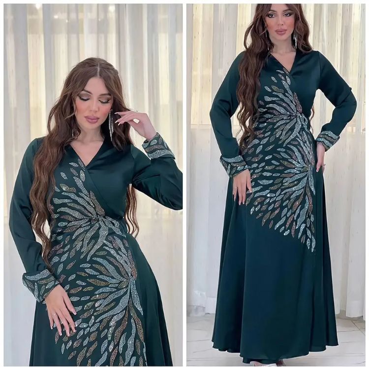 Caftan Women's Marocaine Satin Abaya Dubai Evening Dress 2XL S5071296