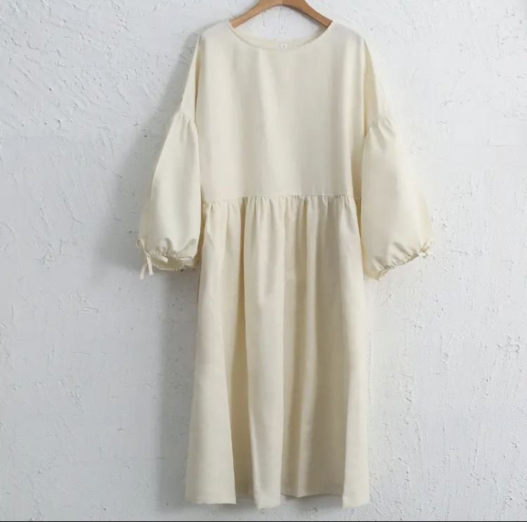 Women's Casual Loose Cotton Linen Dress M B-73822