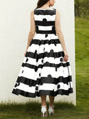 Polka dot Stripe Print Tank Dress XL S365445 - TUZZUT Qatar Online Shopping