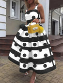 Polka dot Stripe Print Tank Dress XL S365445 - TUZZUT Qatar Online Shopping
