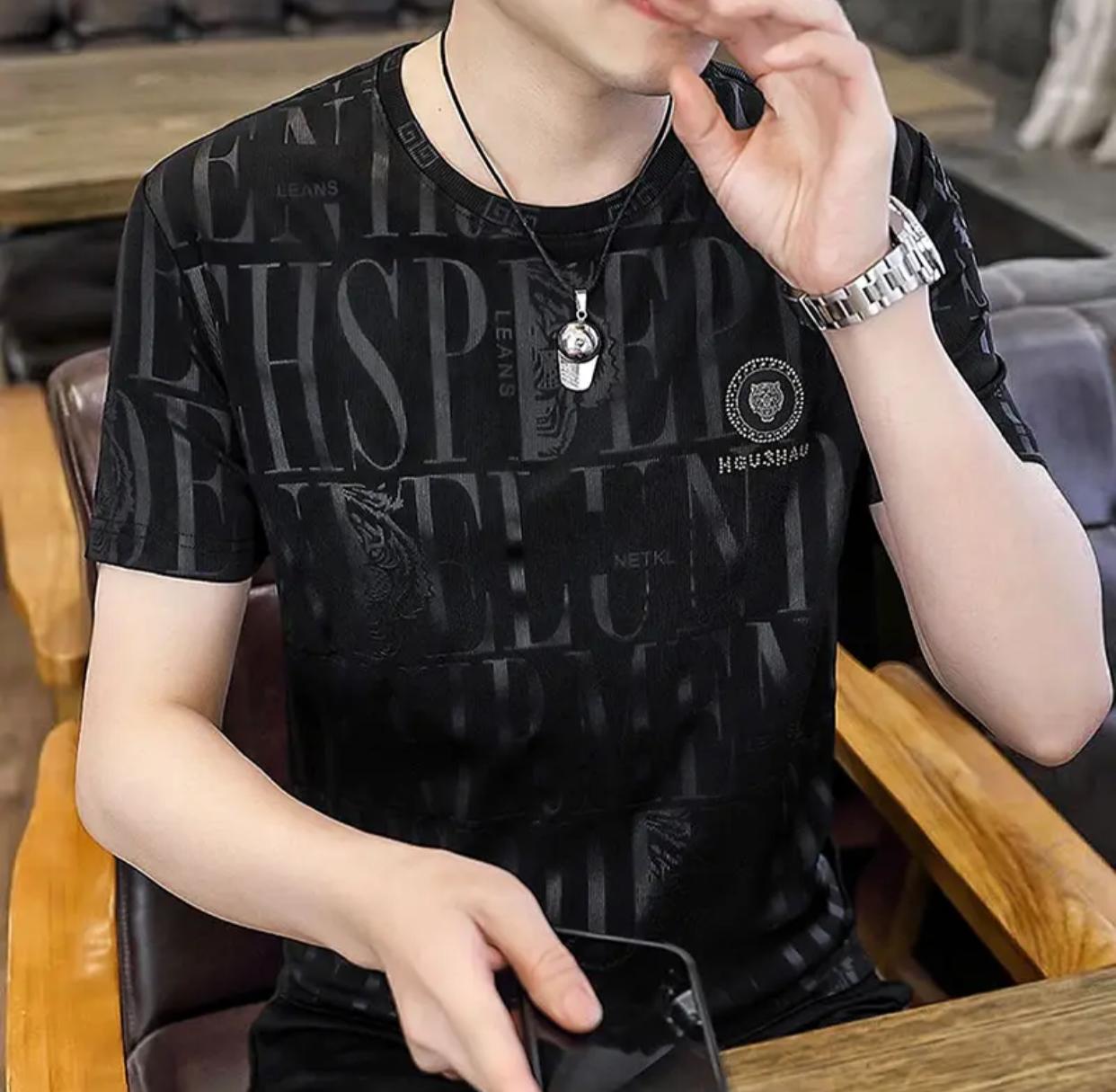 Fashion O-neck Solid Color Letter Short Sleeve T-shirt Men L K15 Fashion O-neck Solid Color Letter Short Sleeve T-shirt Men L K15