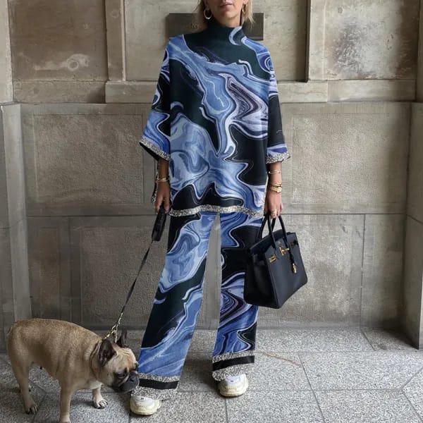 Tops And Wide Leg Pants Suit Elegant Lady Two Piece Set Tracksuits S2072190 Tops And Wide Leg Pants Suit Elegant Lady Two Piece Set Tracksuits S2072190