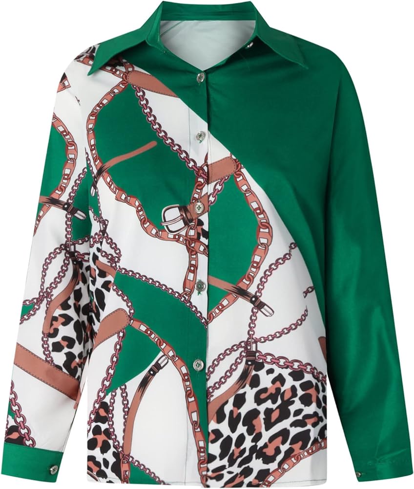 Chain Print Color Block Shirt X4393631 Chain Print Color Block Shirt X4393631