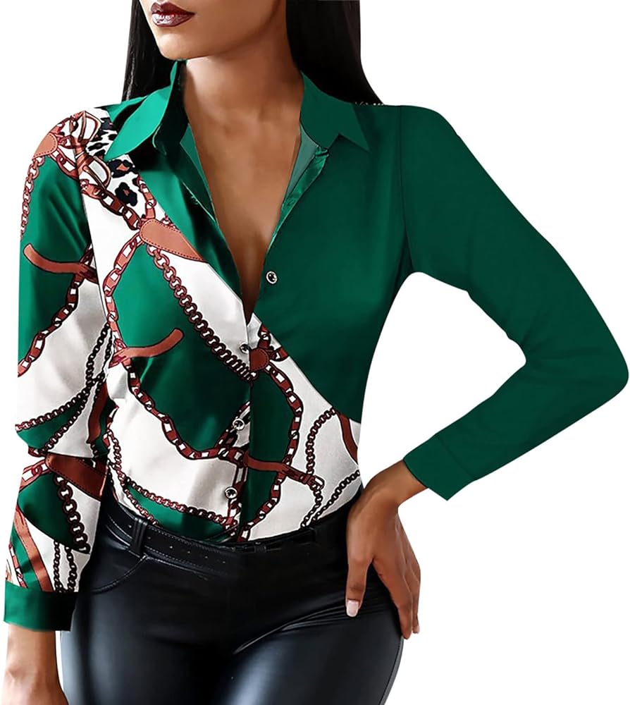 Chain Print Color Block Shirt X4393631 Chain Print Color Block Shirt X4393631