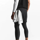 Men's Gym Running Compression Double Deck Leggings 3XL S4902960 - TUZZUT Qatar Online Shopping