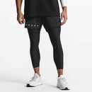 Men's Gym Running Compression Double Deck Leggings 3XL S4902960 - TUZZUT Qatar Online Shopping