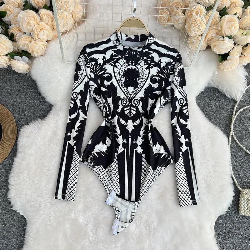 Fashion Women Jumpsuit White Print One Piece Top S4994642 Fashion Women Jumpsuit White Print One Piece Top S4994642