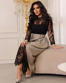 Black Lace Sheath Evening Dress with Overskirt S5027984 - TUZZUT Qatar Online Shopping