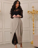 Black Lace Sheath Evening Dress with Overskirt S5027984 - TUZZUT Qatar Online Shopping