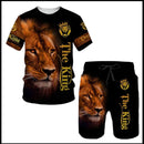 Animal Lion 3D Print Short Sleeve O-Neck T-Shirt Shorts S365364 - TUZZUT Qatar Online Shopping