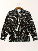 Casual Shirt Striped Print Long Sleeve Top M S625989 - TUZZUT Qatar Online Shopping