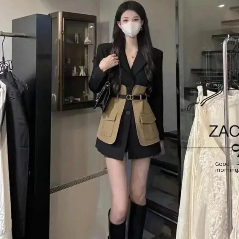 Autumn Niche Design Color Blocking Slimming Western-style Clothes Jacket For Women L B-134088 Autumn Niche Design Color Blocking Slimming Western-style Clothes Jacket For Women L B-134088
