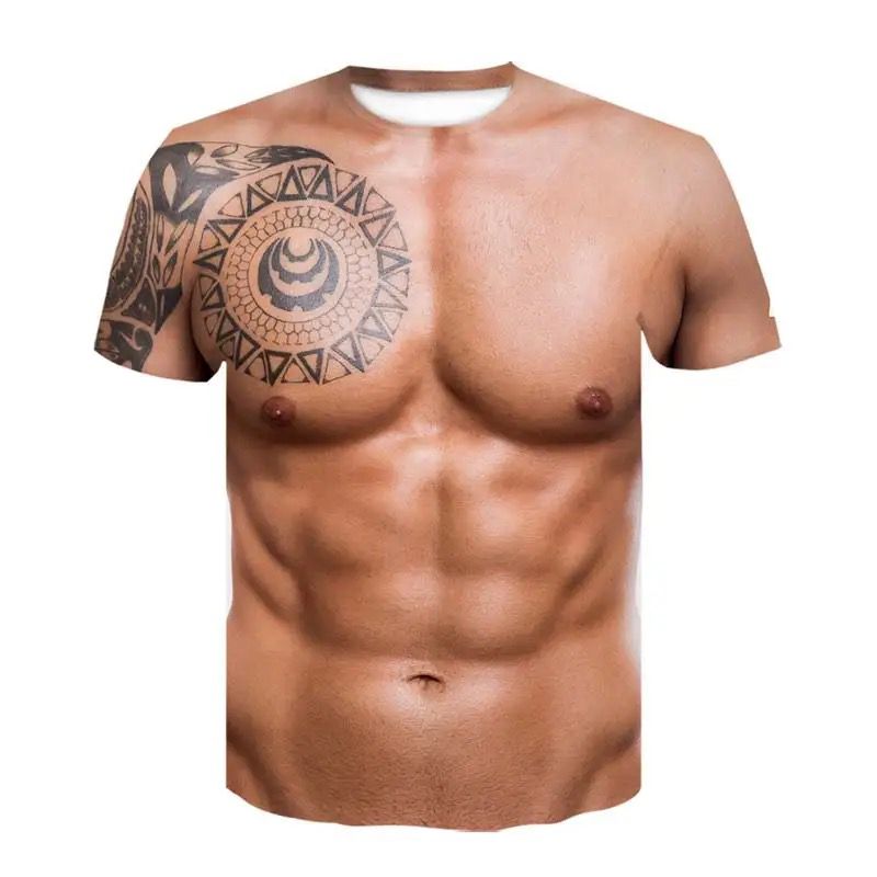 Summer New Fun Muscle Pattern 3D Printed T-shirt for Men X385874