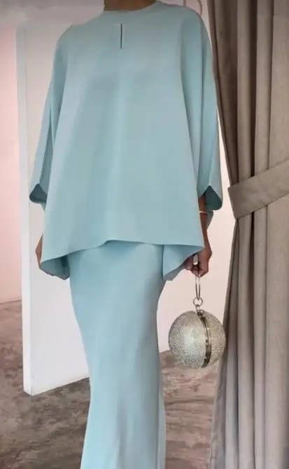 Elegant Beading Solid Color Satin Two Piece Sets Skirt Suit Women B-110918 Elegant Beading Solid Color Satin Two Piece Sets Skirt Suit Women B-110918