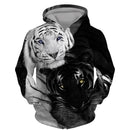 Loose Fit Men's Hoodie With Tiger Print And Drawstring Closure 6XL B-65384 - TUZZUT Qatar Online Shopping