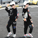 Clothing Sets Hip Hop Boy Anime Suit Teenager Children Korean GRAFFITI Hooded Cotton Sweater + Pants12-13Y S3931612 - TUZZUT Qatar Online Shopping