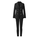 Office Wear Women Suit Autumn New Double Breasted Long Sleeve Turn-down Collar Blazers + Solid High Waisted Pant Outfits L  001660007 - TUZZUT Qatar Online Shopping