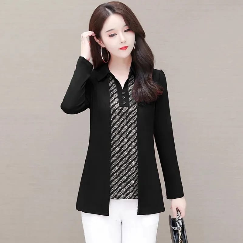 Fake Two Pieces Women T Shirt Long Sleeve Top L S4758760 Fake Two Pieces Women T Shirt Long Sleeve Top L S4758760