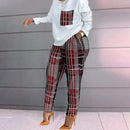Summer Women Causal Geometric Print O-Neck Long Sleeve Top & Skinny Pants Set M S4759738 - TUZZUT Qatar Online Shopping