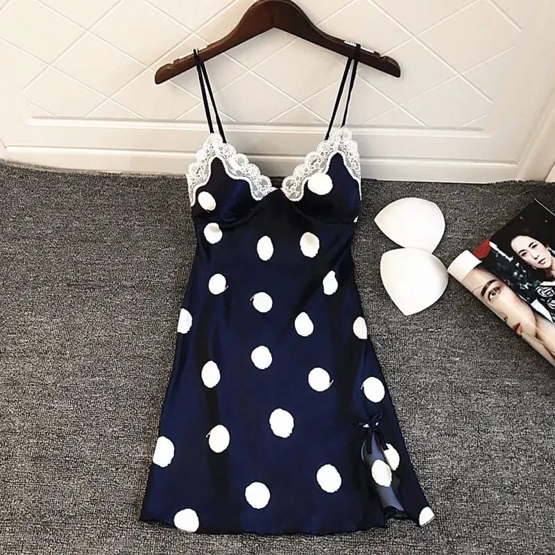 Satin Lace Dot Print Set Women's L X1293022 Satin Lace Dot Print Set Women's L X1293022