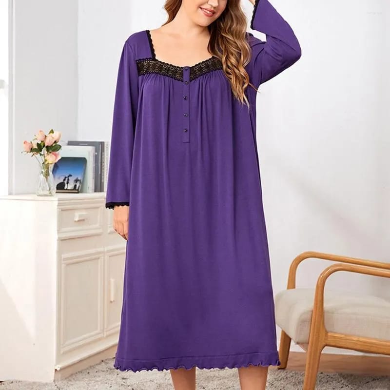 Women Long Sleeve Square Collar Sleepwear 2XL 7420503294