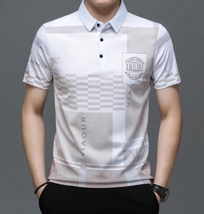 Men's high-end lapel short-sleeved T-shirt TS322