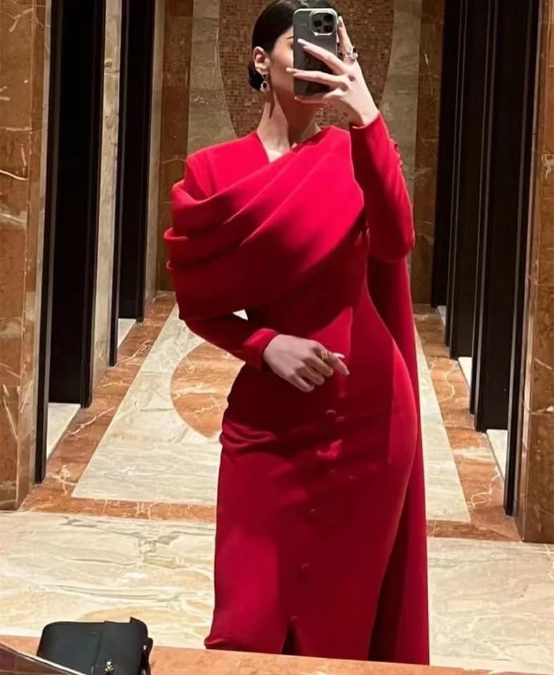 Luxury Mermaid Long Red Full Sleeve Custom Size Prom Dresses S S5072121 Luxury Mermaid Long Red Full Sleeve Custom Size Prom Dresses S S5072121