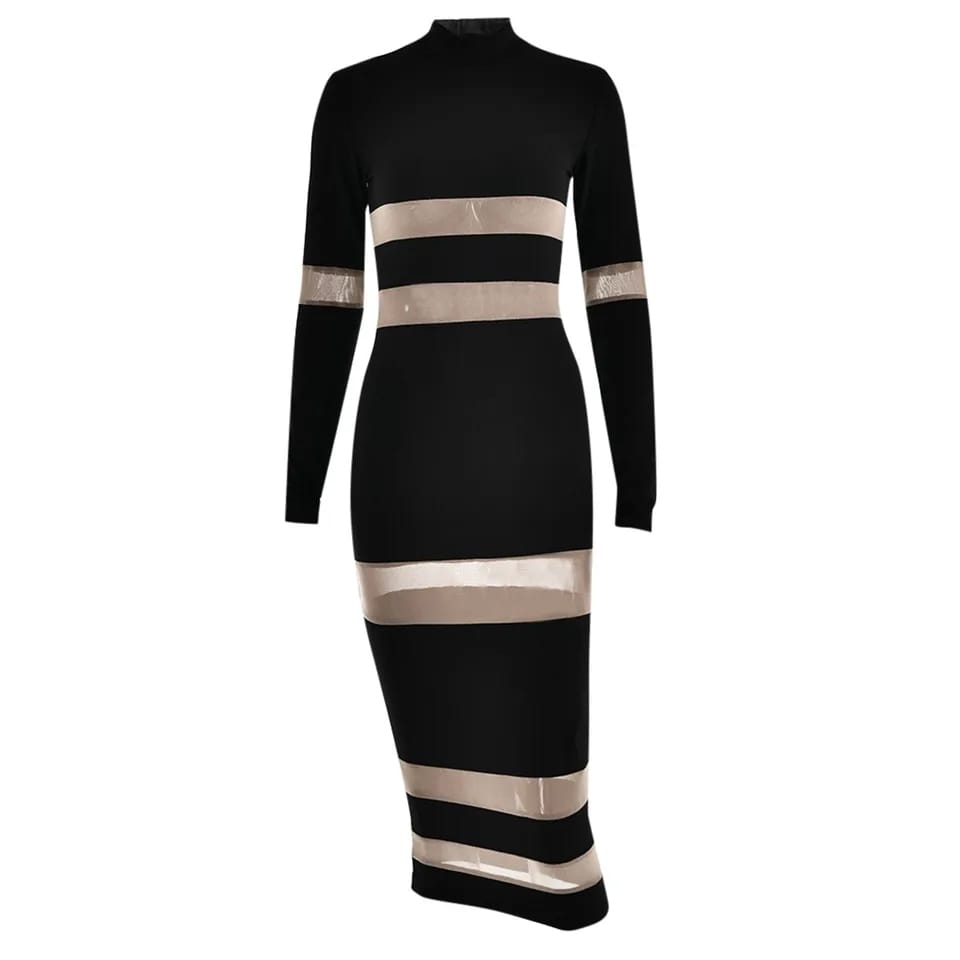 Long Sleeve Turtleneck Bodycon Maxi Dress For Women L B-169510 Long Sleeve Turtleneck Bodycon Maxi Dress For Women L B-169510