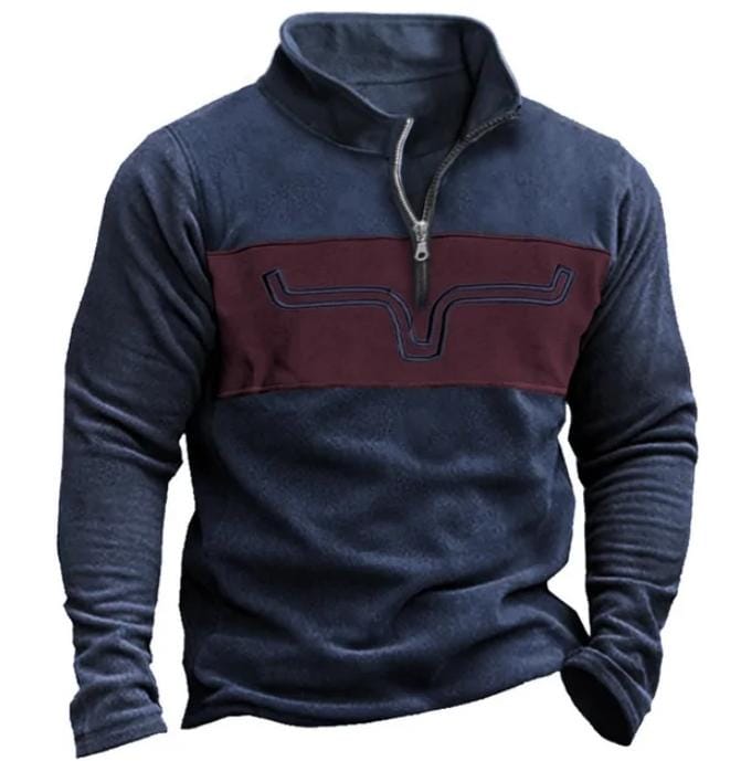 New Autumn and winter men's stand collar 3D printed high-necked zipper polo shirt 3XL X635777