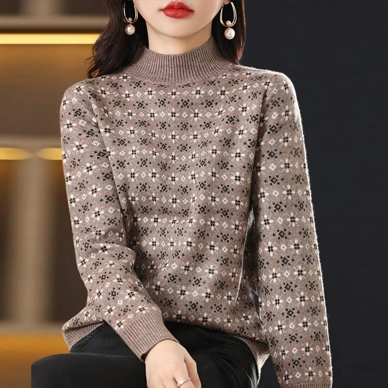 Sweater Woman Autumn Winter Half High Collar Pullovers S5056447