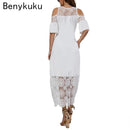 Elegant Classy Plus Size Summer Round-Neck Off Shoulder Dress 5XL 002254007 - TUZZUT Qatar Online Shopping