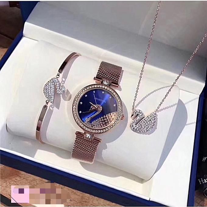 Fashion Wristwatch Necklace Bracelet Set Gift Box W3126750