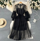 Vintage Lantern Sleeve Female Embroidery Holiday Maxi Dress B-69286 - TUZZUT Qatar Online Shopping