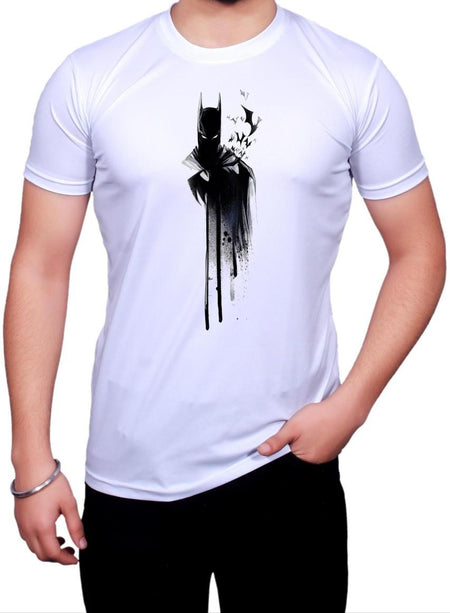 Men Printed Round Neck Polyester White T-Shirt 4XL S4622243