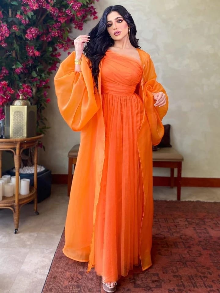 Women Puff Sleeve Inner Dress +abaya Wedding Evening Party Dress XL X4592910