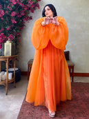 Women Puff Sleeve Inner Dress +abaya Wedding Evening Party Dress  X4592910 - TUZZUT Qatar Online Shopping