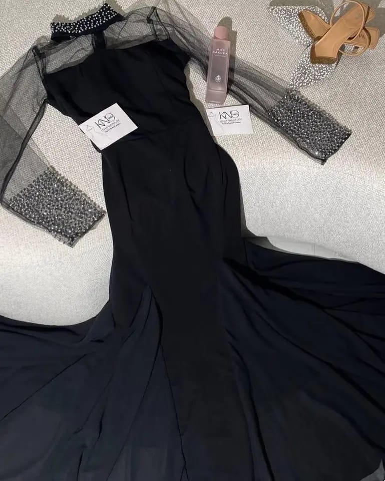Vintage Black High Neck Prom Dress XL S5077906